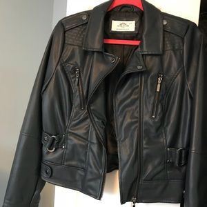 NWOT Blue Faux Leather Jacket